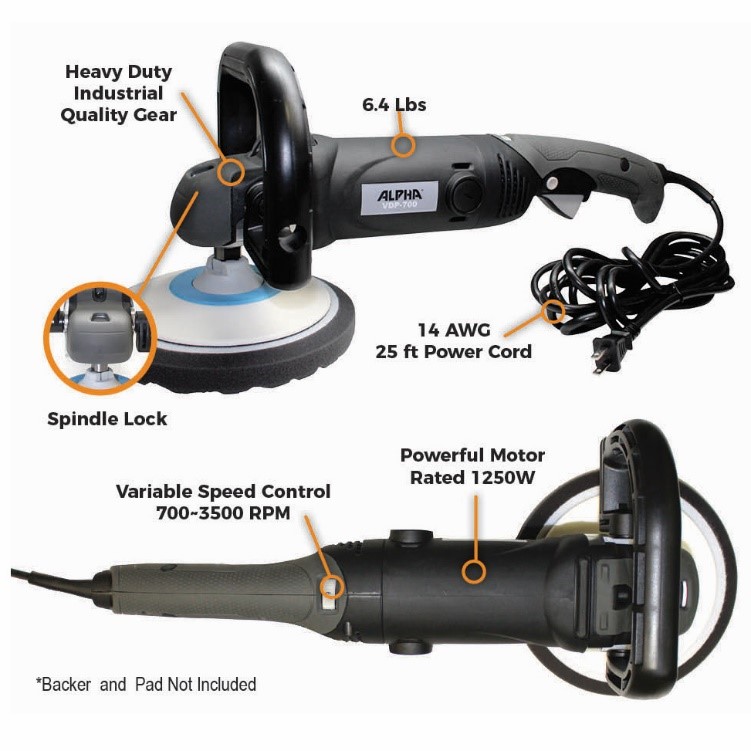 Alpha Professional Tools Offers Lightweight Variable Speed Polisher