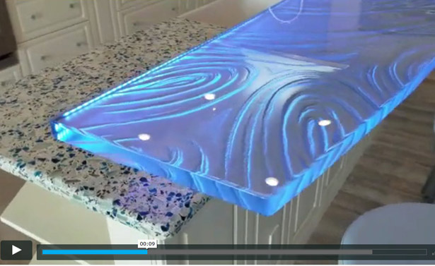Video Custom Glass High Bar with Recycled Glass Countertop